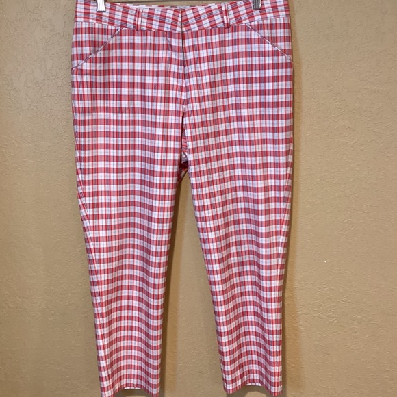 Peter Millar Wicking Plaid‎ Women's Golf Pants Red/White/Blue Size 6 - Picture 1 of 8